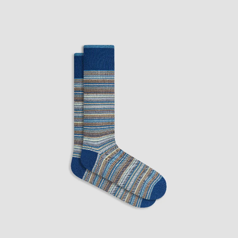 Golf Socks-Striped Cashmere Mid-Calf Socks