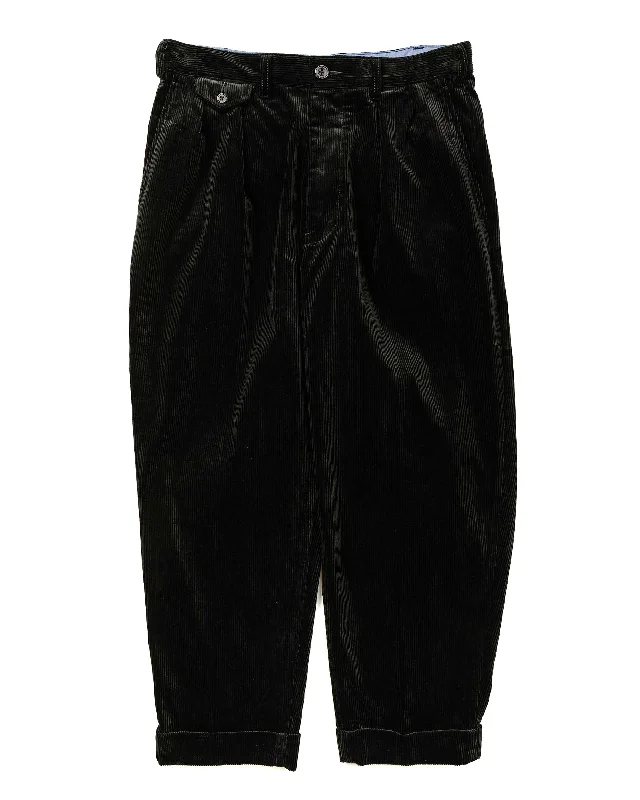 Tapered Fit Pants-Beams Plus 2Pleats Corduroy Charcoal Grey