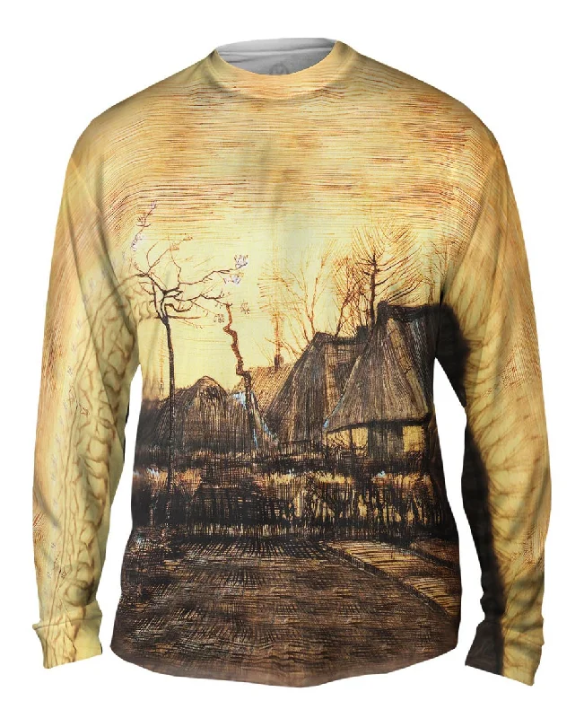 Breathable Long Sleeve Shirt-Van Gogh -"Houses with Thatched Roofs" (1884)