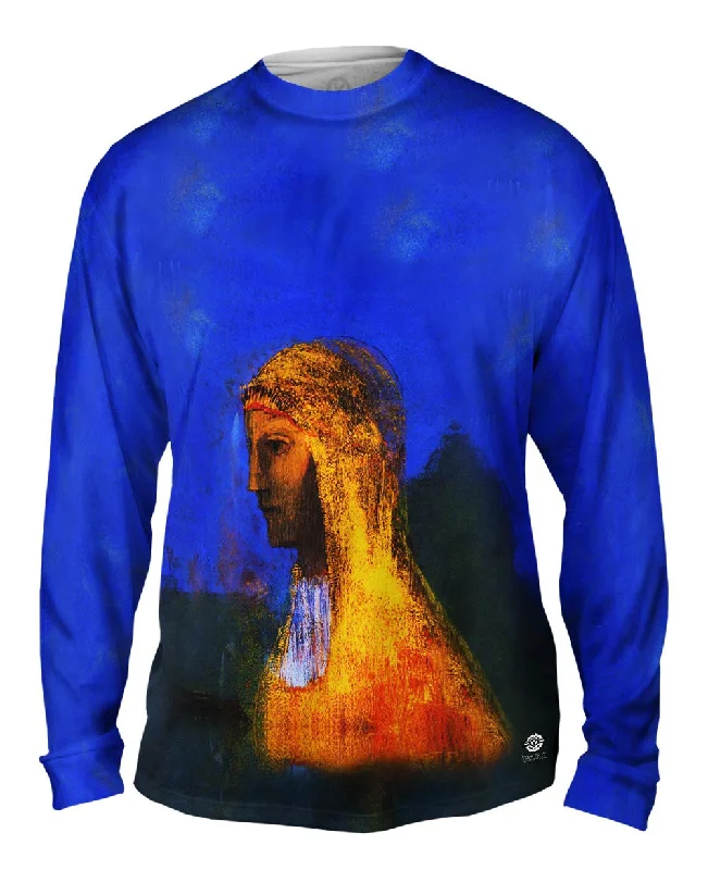 Long Sleeve Hoodie-Odilon Redon - "The Druidess" (1893)