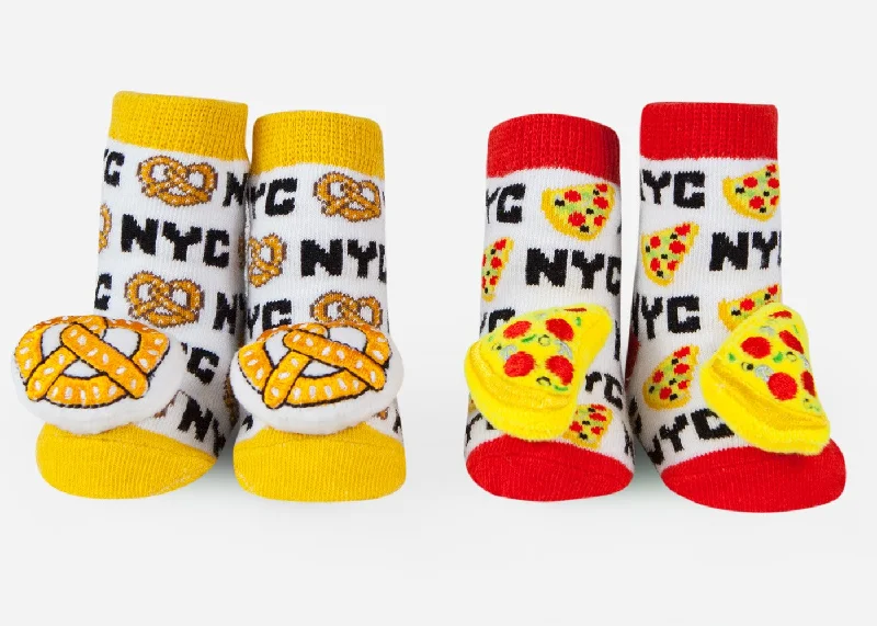 Colorful No-Show Socks-Waddle NYC Pizza and Pretzel Rattle Socks