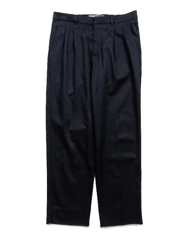 Zip-Up Pants-Norse Projects Christopher Gabardine Trouser Dark Navy