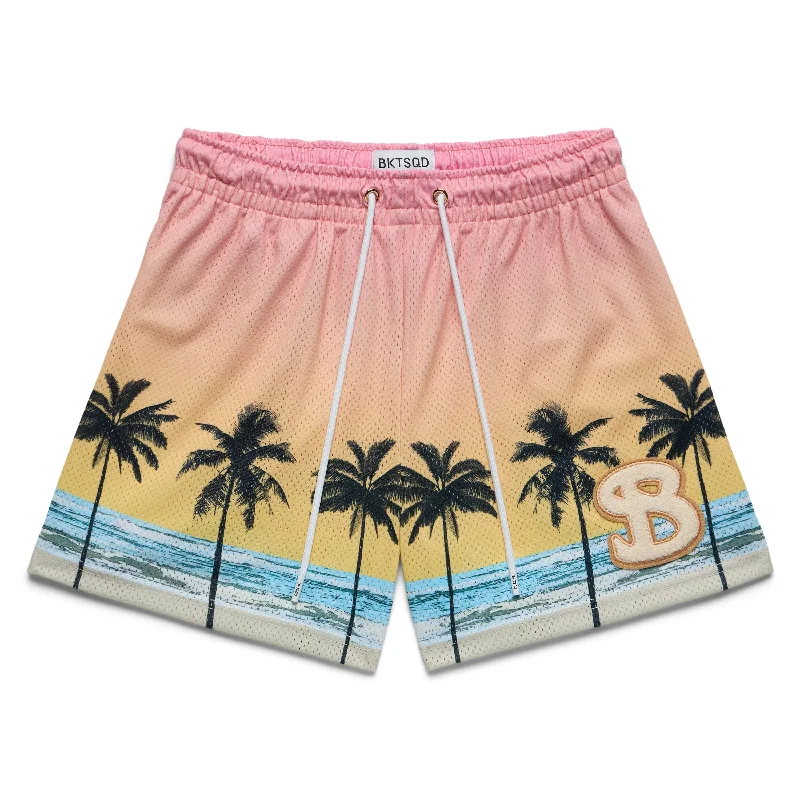 Zippered Shorts-VACATION SHORTS - SUNSET BEACH