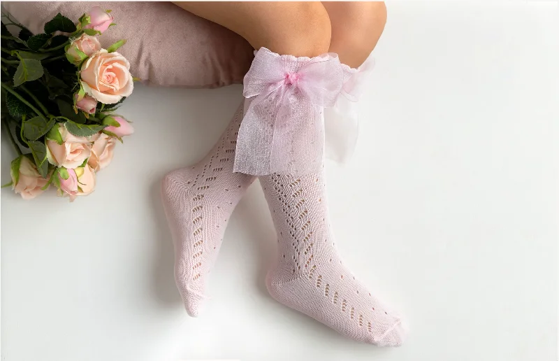 Work Socks-Sheer Bow Knee Socks