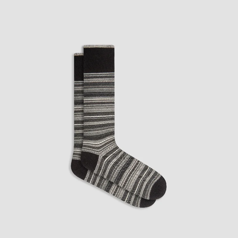 Colorblock Socks-Striped Cashmere Mid-Calf Socks