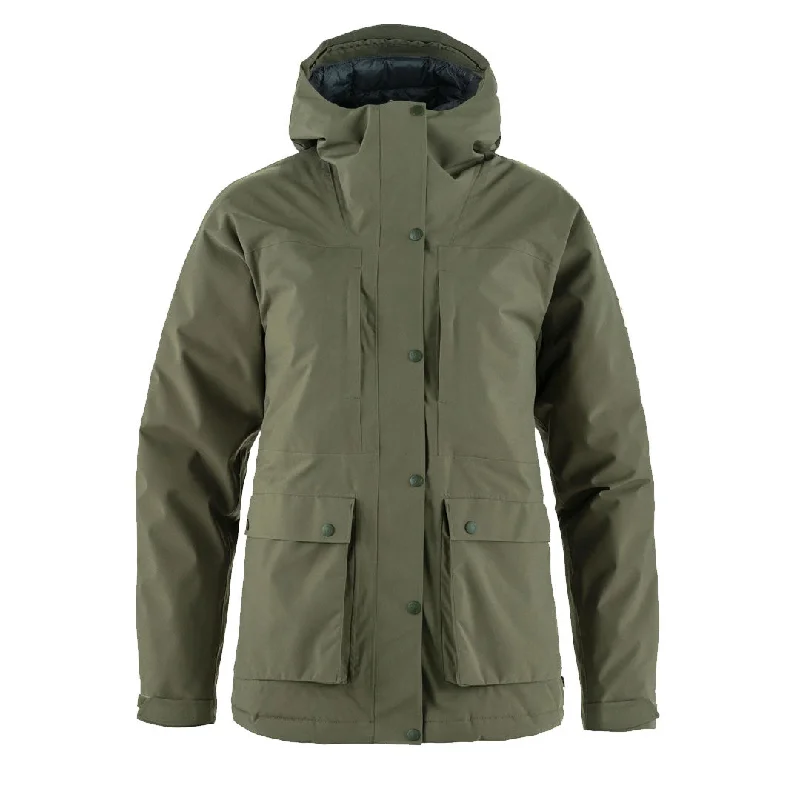 Waterproof Rain Jacket-Fjallraven Womens HC Hydratic Padded Jacket Laurel Green