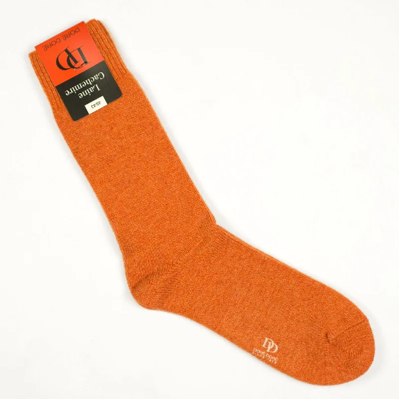 Performance Crew Socks-Wool & cashmere socks, persimmon