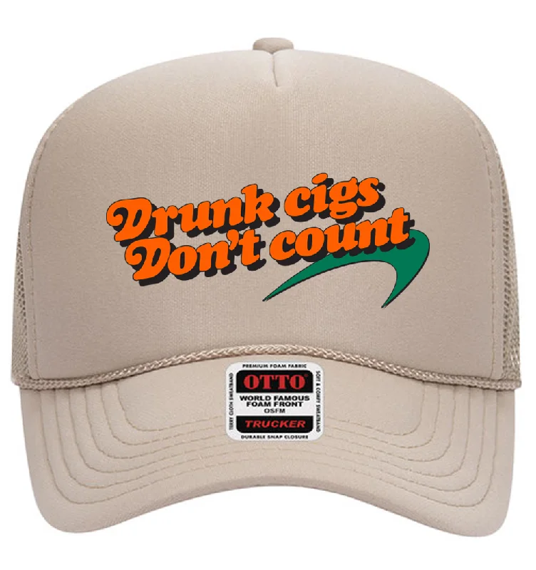 Fashionable Sun Hat-Drunk Cigs Don't Count Trucker Hat