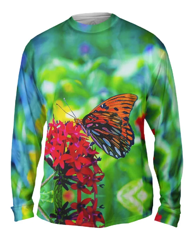 Heavy Duty Long Sleeve-Wonderful Orange Spotted Butterfly