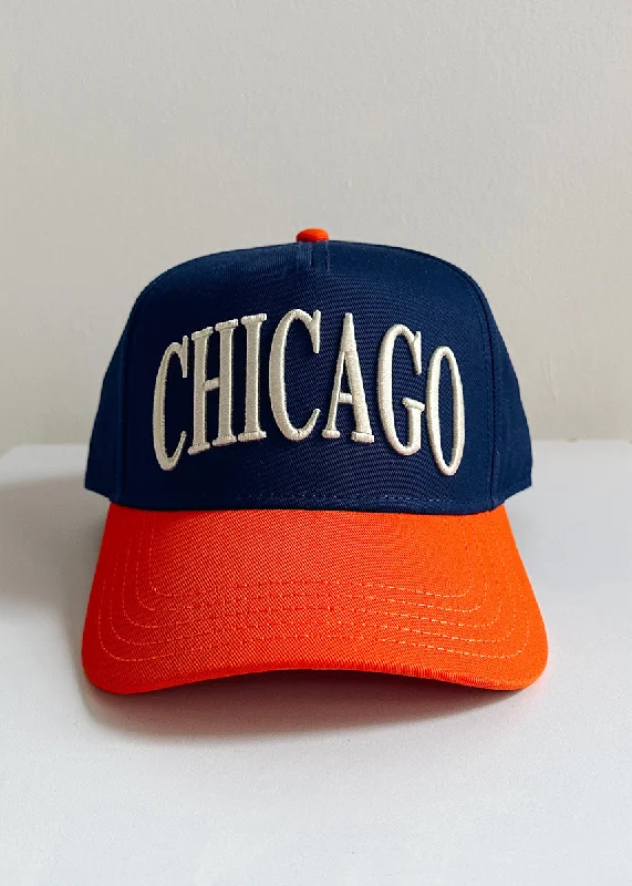 Fishing Hat-Chicago Puff Baseball Cap - Orange & Navy