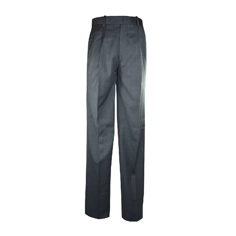 Slim Fit Jogger Pants-Newport Pleated Front Trouser - Charcoal Windowpane