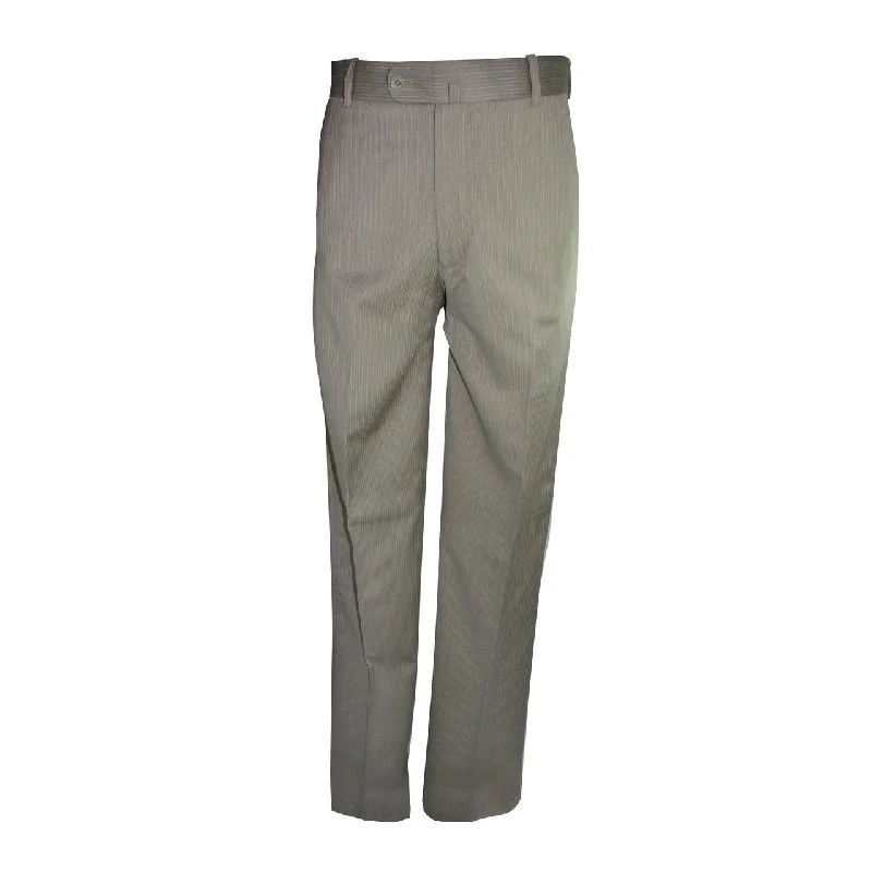 Everyday Pants-Laguna Flat Front Trouser - Tan with orange stripe