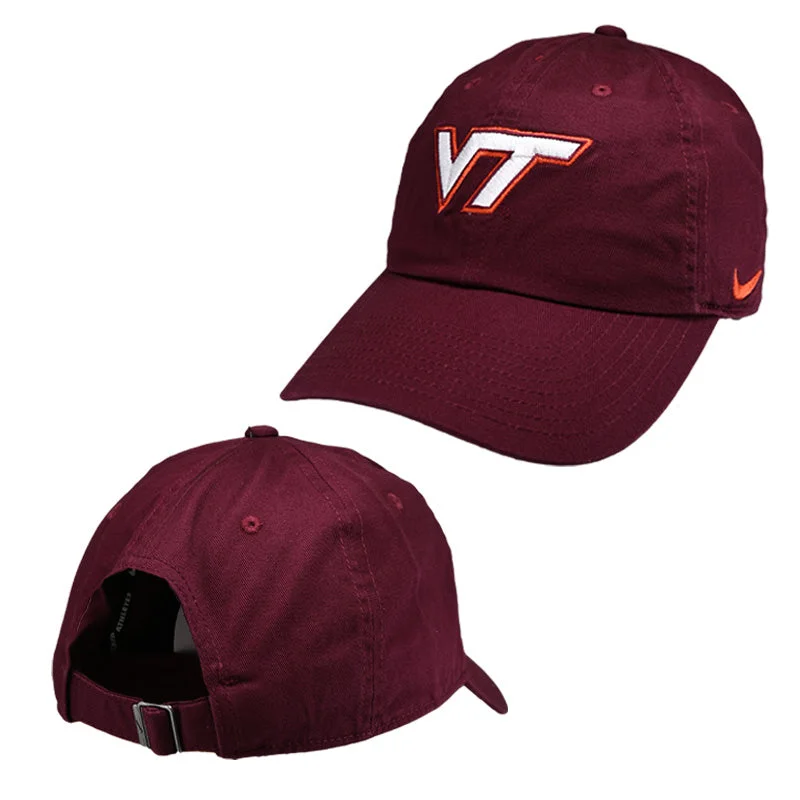 Casual Baseball Cap Hat-Virginia Tech Club Logo Hat: Maroon by Nike