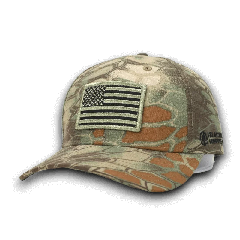 Cozy Winter Hat-PYTHON GREEN CAMO HAT WITH AMERICAN FLAG PATCH