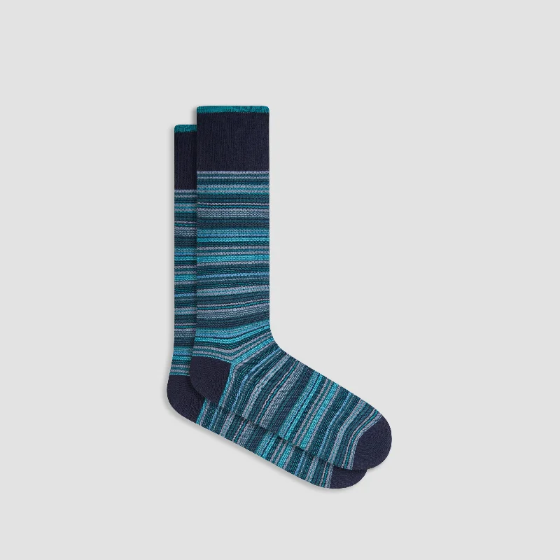 Walking Socks-Striped Cashmere Mid-Calf Socks