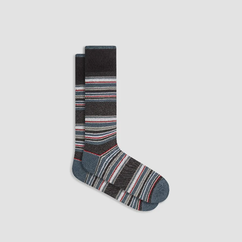 Antibacterial Socks-Striped Cashmere Mid-Calf Socks