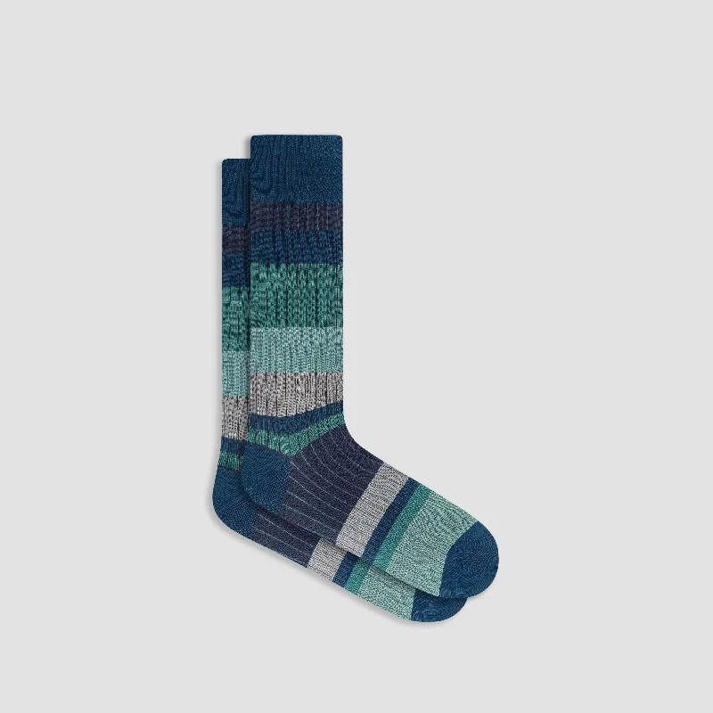 Cushioned Socks-Color Block Mid-Calf Socks