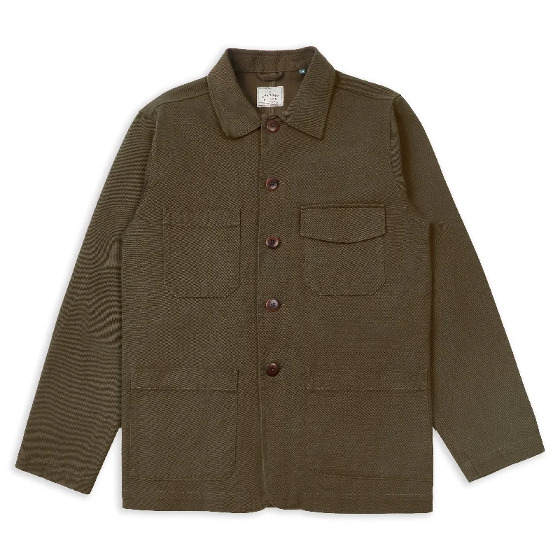 Casual Outdoor Jacket-Cotton Jericho Jacket - Green Twill