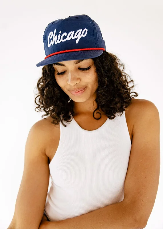 Designer Hat-Chicago Summer Rope Hat - Navy