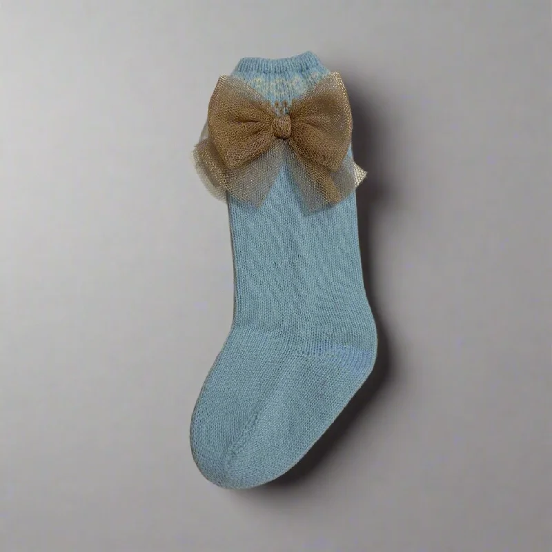 Striped Socks-Baby Blue Girl's Knit Socks