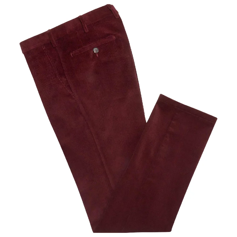 Flared Pants-Terrance Burgundy Corduroy Trouser