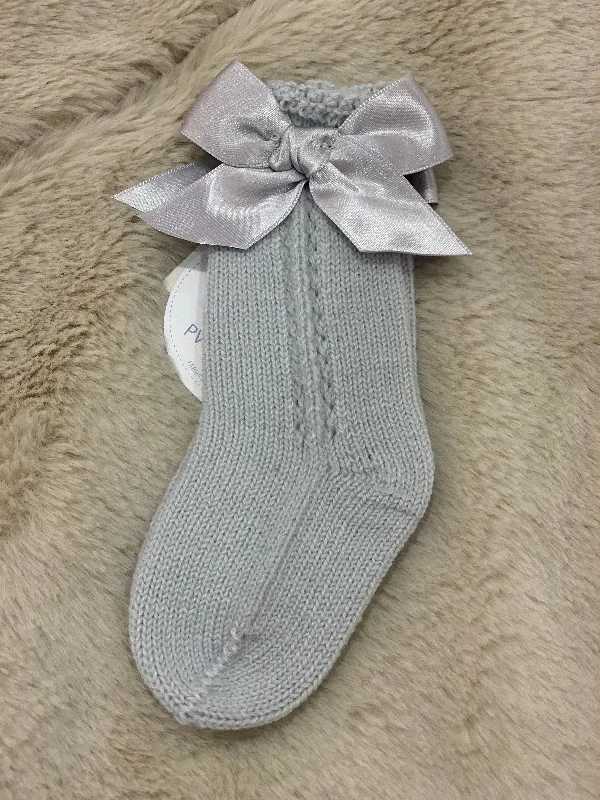 Luxury Wool Socks-Juliana Knit Pearl Gray Socks