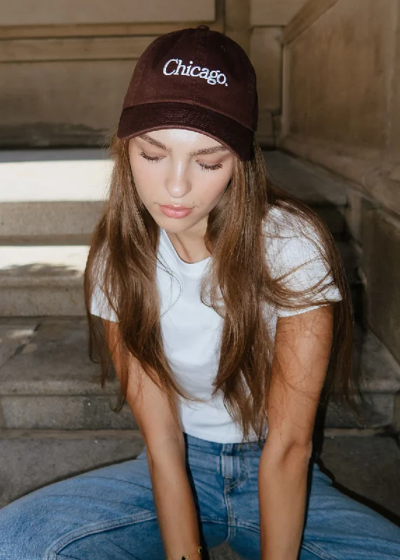 Adjustable Hat-Chicago. Dad Hat - Chocolate