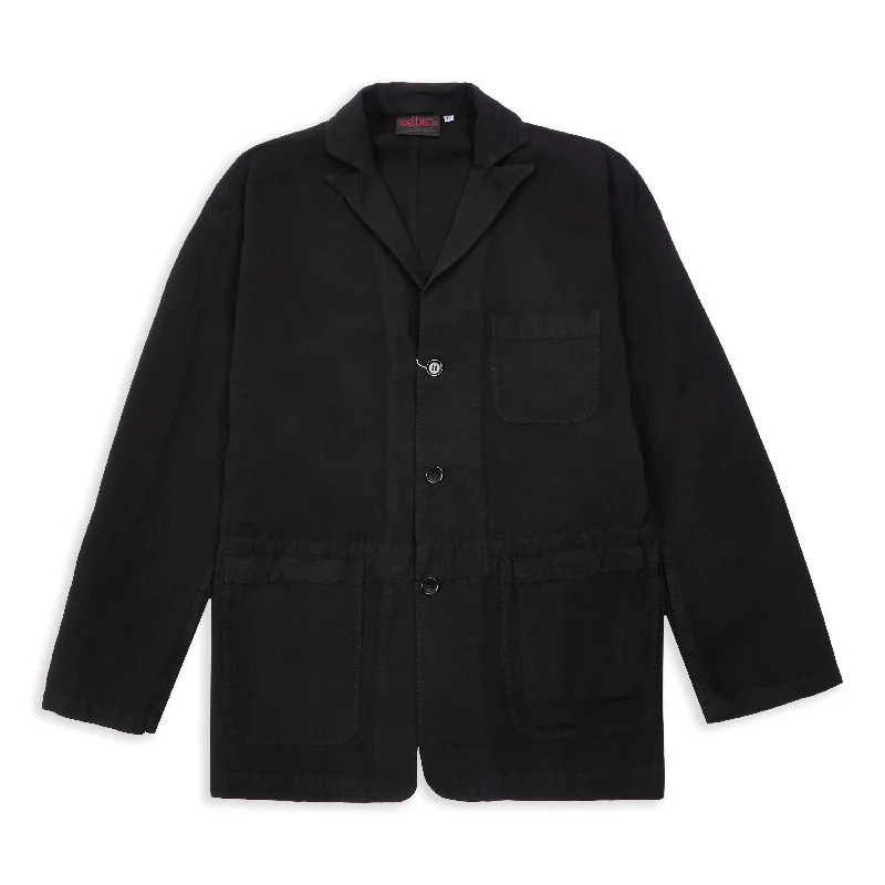 Hybrid Jacket-Cotton Blazer - Black Hopsack