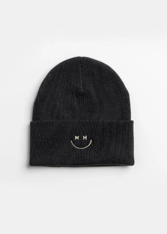 Iconic Hat-Adult Mad Hatter Smiley Cuff Beanie - Black