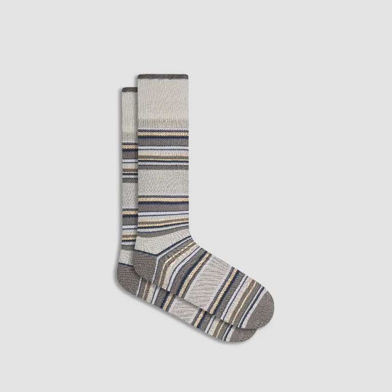 Heavy Duty Socks-Striped Cashmere Mid-Calf Socks