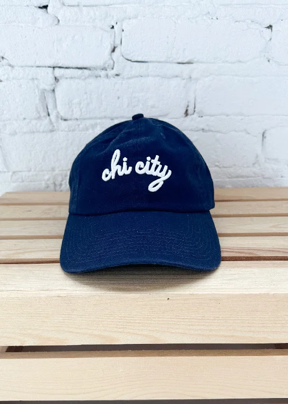 Lightweight Hat-Chi City Cursive Dad Hat - Navy