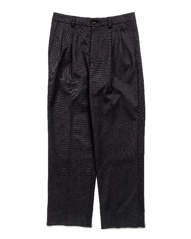 Plaid Check Pants-Norse Projects Benn Relaxed Cotton Wool Twill Pleated Trouser Black