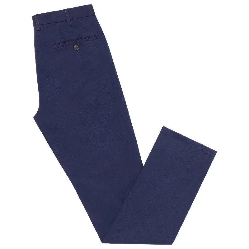 Wool Pants-Terrance Light Navy Cotton Chino Trouser