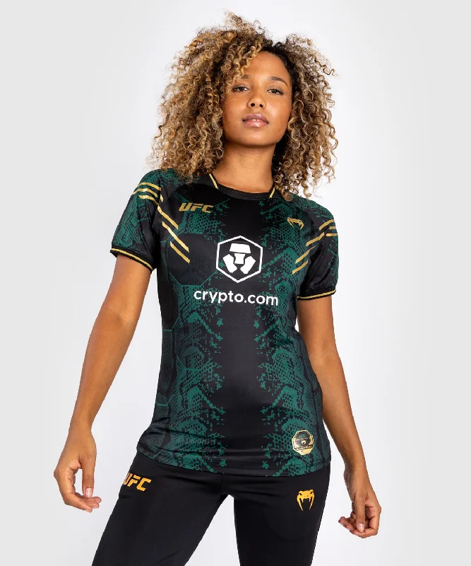 Printed T-Shirt-UFC Adrenaline by Venum Authentic Fight Night Women’s Walkout Jersey Green/Black/Gold - Emerald Edition