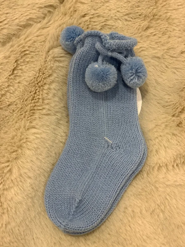 Cozy Fleece Socks-Pale Blue Knit Socks