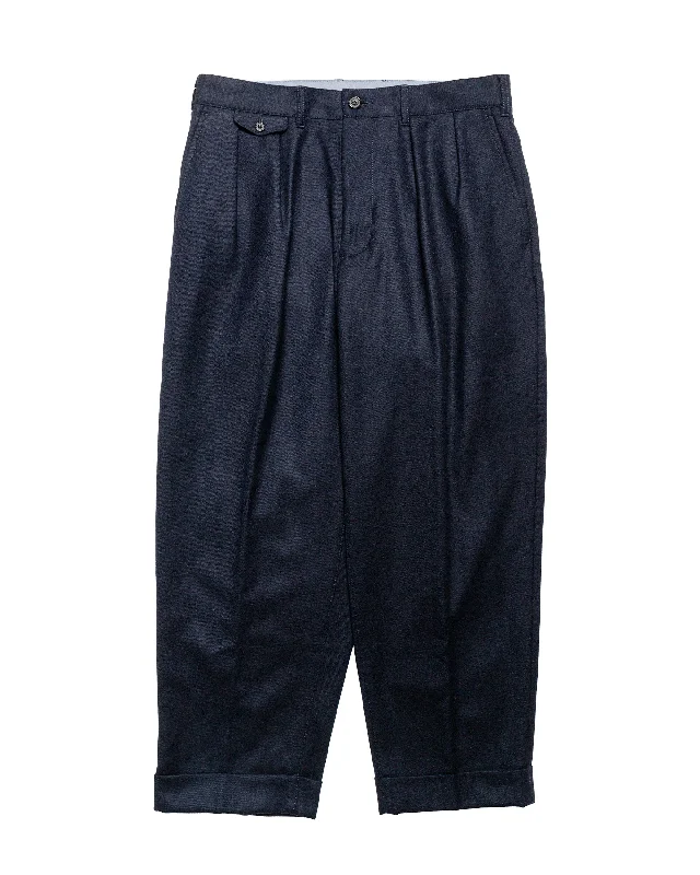 Mid-Rise Pants-Beams Plus 2Pleats Flannel Navy