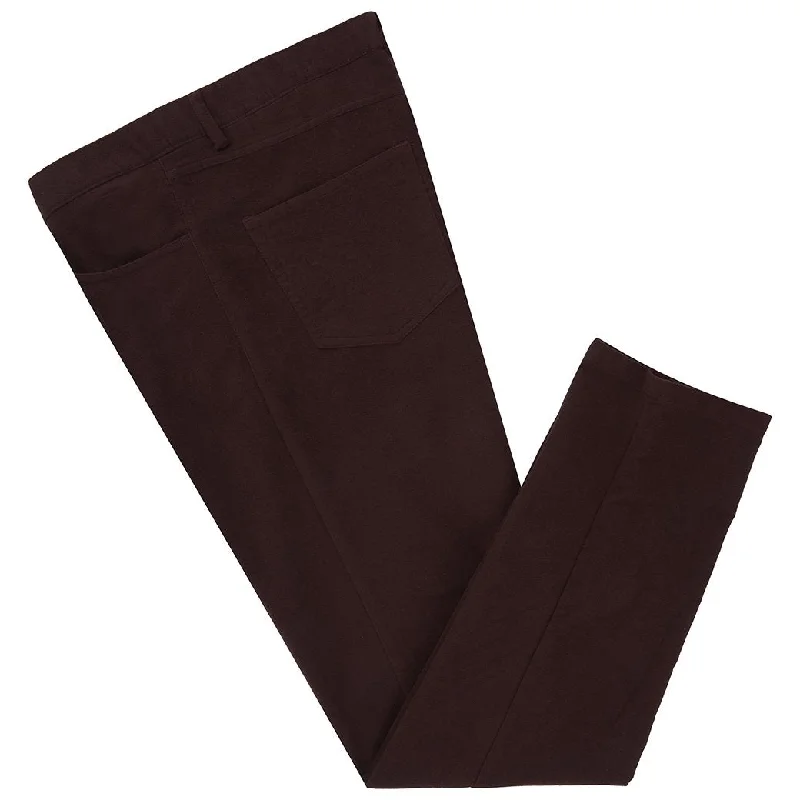 Low-Rise Pants-Trent Wine Moleskin Trousers