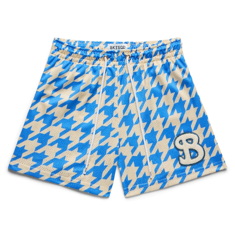 Fitted Shorts-HOUNDSTOOTH SHORTS - COTTON BLUE