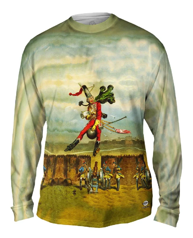 Breathable Long Sleeve Shirt-Gottfried Franz - "Munchhausen Overriding A Cannon Ball" (1896)