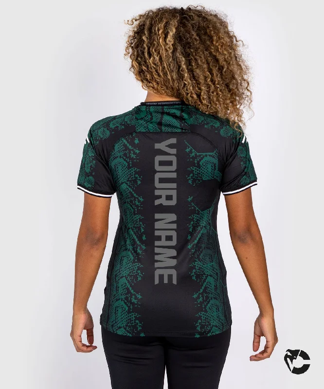 Short Sleeve T-Shirt-UFC Adrenaline by Venum Personalized Authentic Fight Night Women’s Walkout Jersey - Emerald Edition - Green/Black