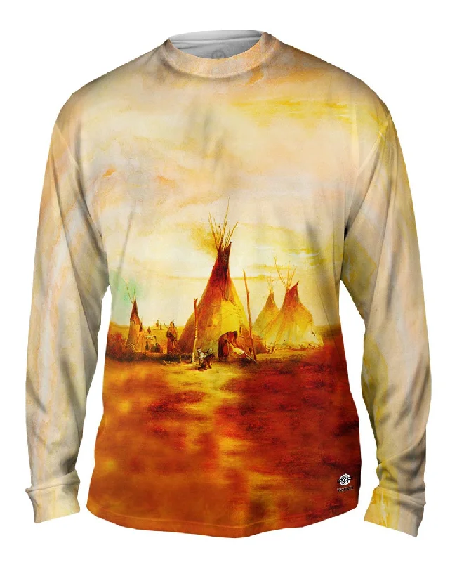 Relaxed Long Sleeve-Karld Bodmer - "Sioux Teepee From Volume 1 Of Travels In The Interior Of North America" (1833)