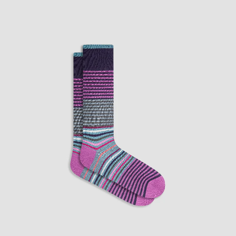 Quick-Dry Running Socks-Striped Mid-Calf Socks