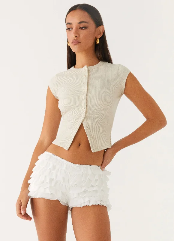 Comfortable Lounge Shorts-Pixie Bloomer Shorts - White