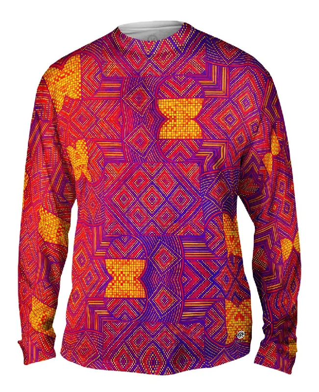 Sport Long Sleeve Shirt-Eugene Andolsek  - "Just Folk African Cloth Popart Red"