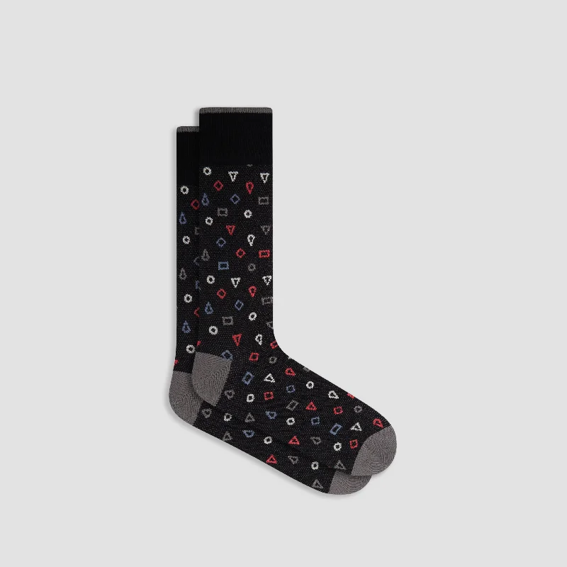 Stretchy Socks-Geometric Cashmere Mid-Calf Socks