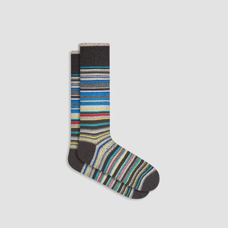 Seamless Socks-Striped Cashmere Mid-Calf Socks