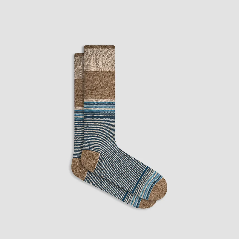 Running Performance Socks-Striped Cashmere Mid-Calf Socks