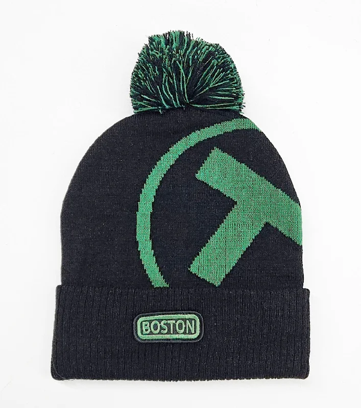 Cozy Hat-Boston MBTA Green T Logo Pom Pom Hat (Toddler/Youth/Adult)