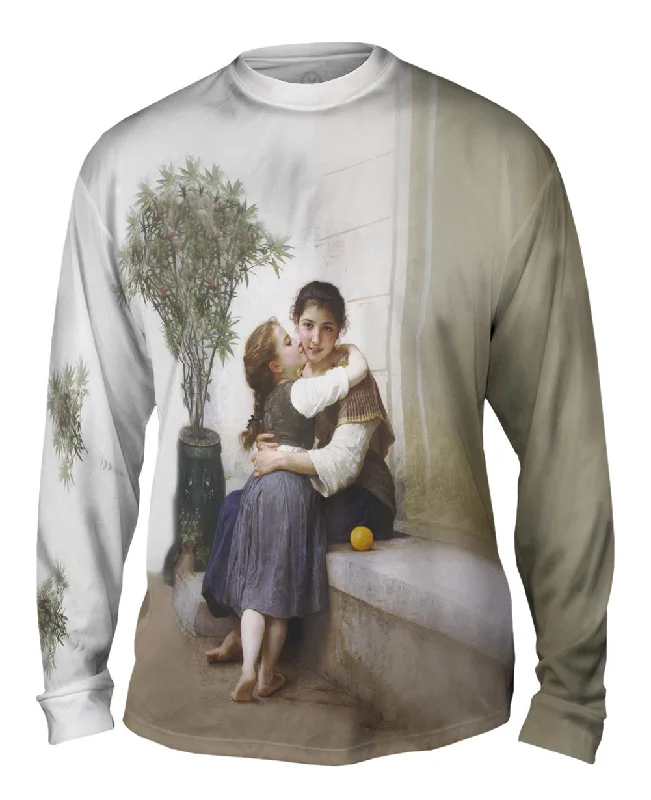 Cozy Long Sleeve Sweatshirt-William Adolphe Bouguereau - "A Little Coaxing" (1890)