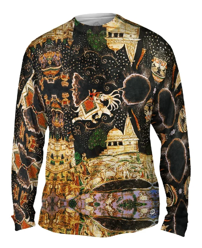 Long Sleeve Zip-up Hoodie-"Wedding Of Rama And Sita Bundi Palace Wall"